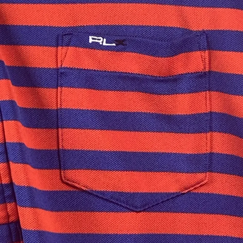 Ralph Lauren RLX Shirt Men's XL Blue Red Stripe Pocket Polo Golf Tennis